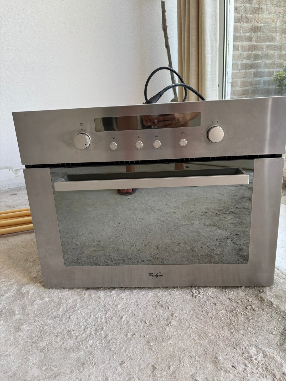 Whirlpool inbouw combimagnetron RVS, Ophalen, Zo goed als nieuw
