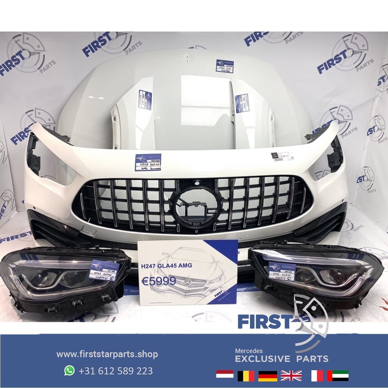 H247 GLA45S GLA45 GLA 45 KLASSE AMG VOORKOP WIT GT 2019-2023, Gebruikt, -, Voor, Ophalen of Verzenden