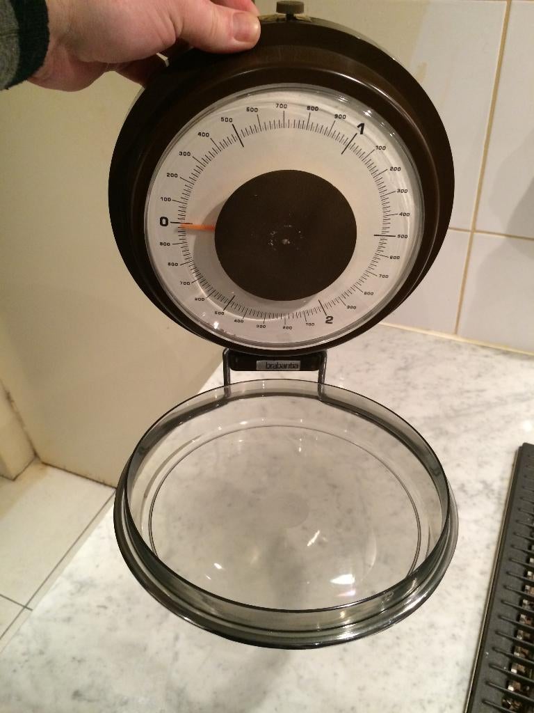 Retro Plastic / Chroom Brabantia Weegschaal IZGS!!!, Ophalen, Keukenweegschaal, Gebruikt, Minder dan 10 kg
