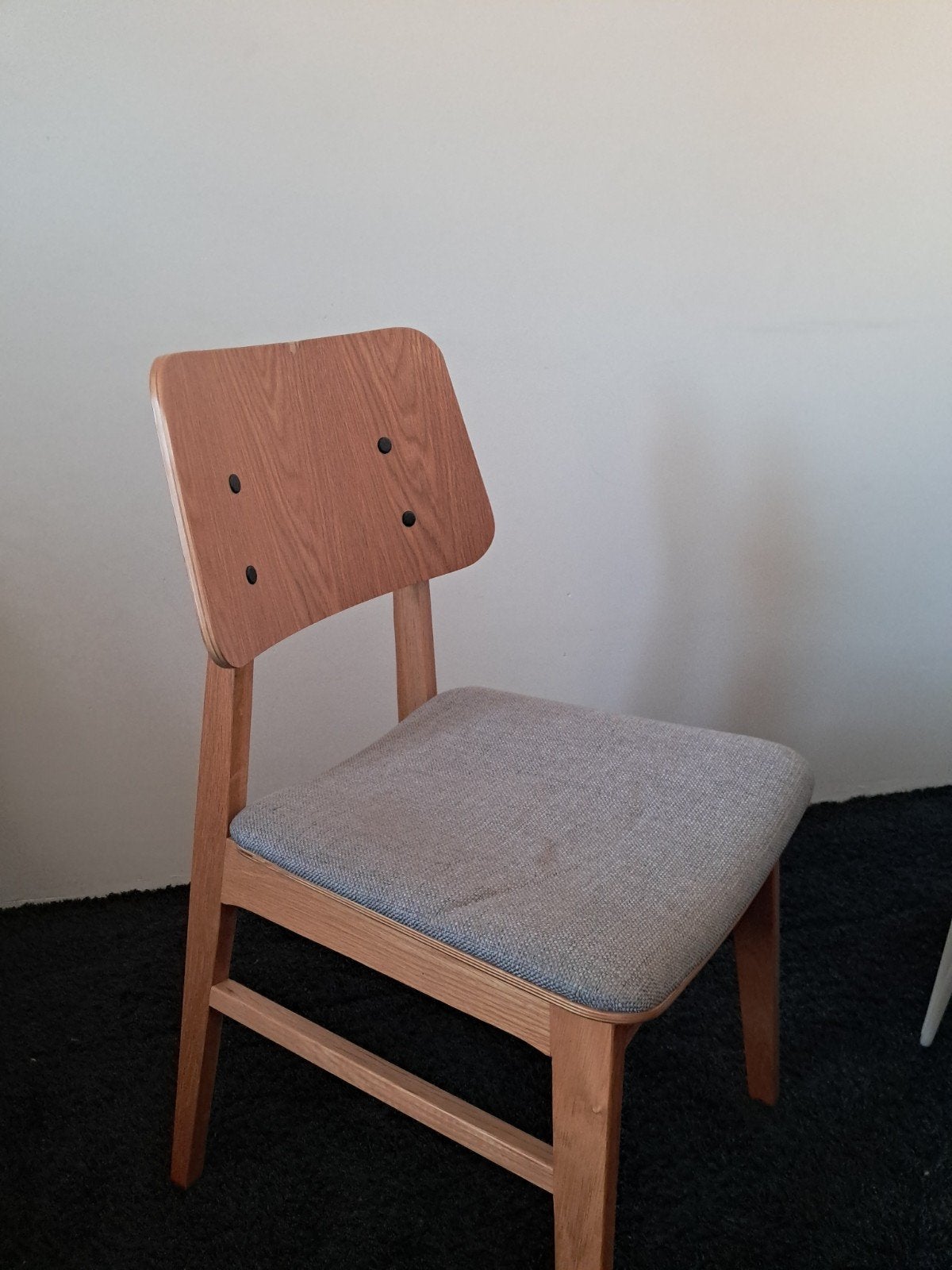 4x Westwing stoelen - Houten stoelen met stoffen zitting, Ophalen, Bruin, Hout, Vier