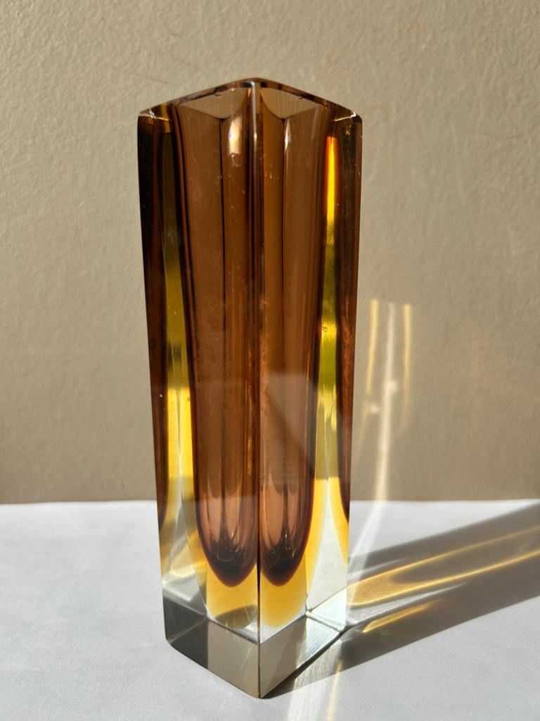 Vintage Murano vaasje, Gebruikt, Geel, Ophalen of Verzenden, Glas