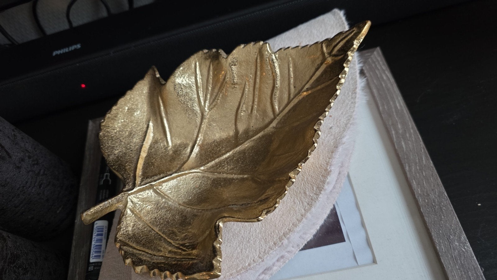 Gouden Blad Schaal - Decoratieve Bladvormige Schaal, Ophalen, Zo goed als nieuw, Goud, Metaal