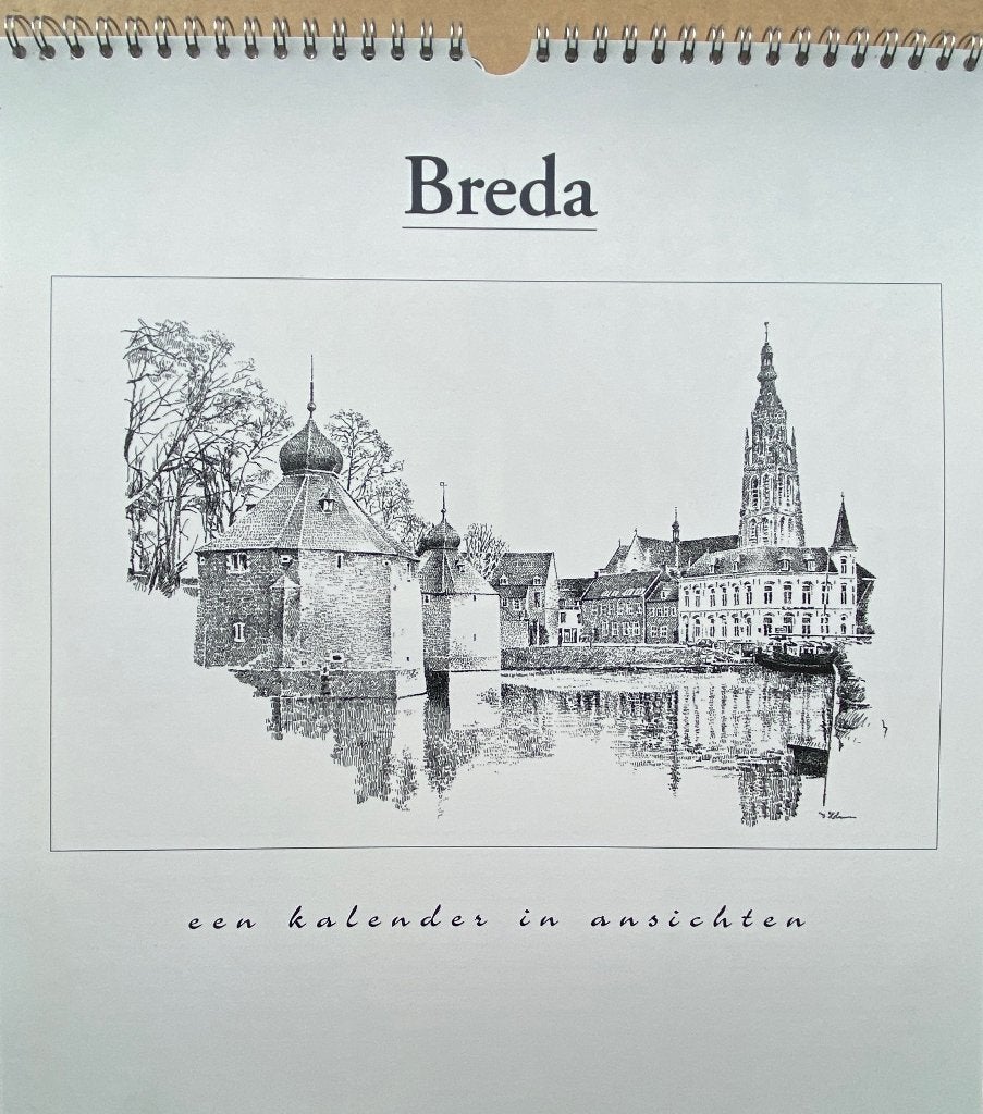 Verjaardagskalender met pentekeningen van Breda, Ophalen of Verzenden, Reproductie, Pentekening, Origineel