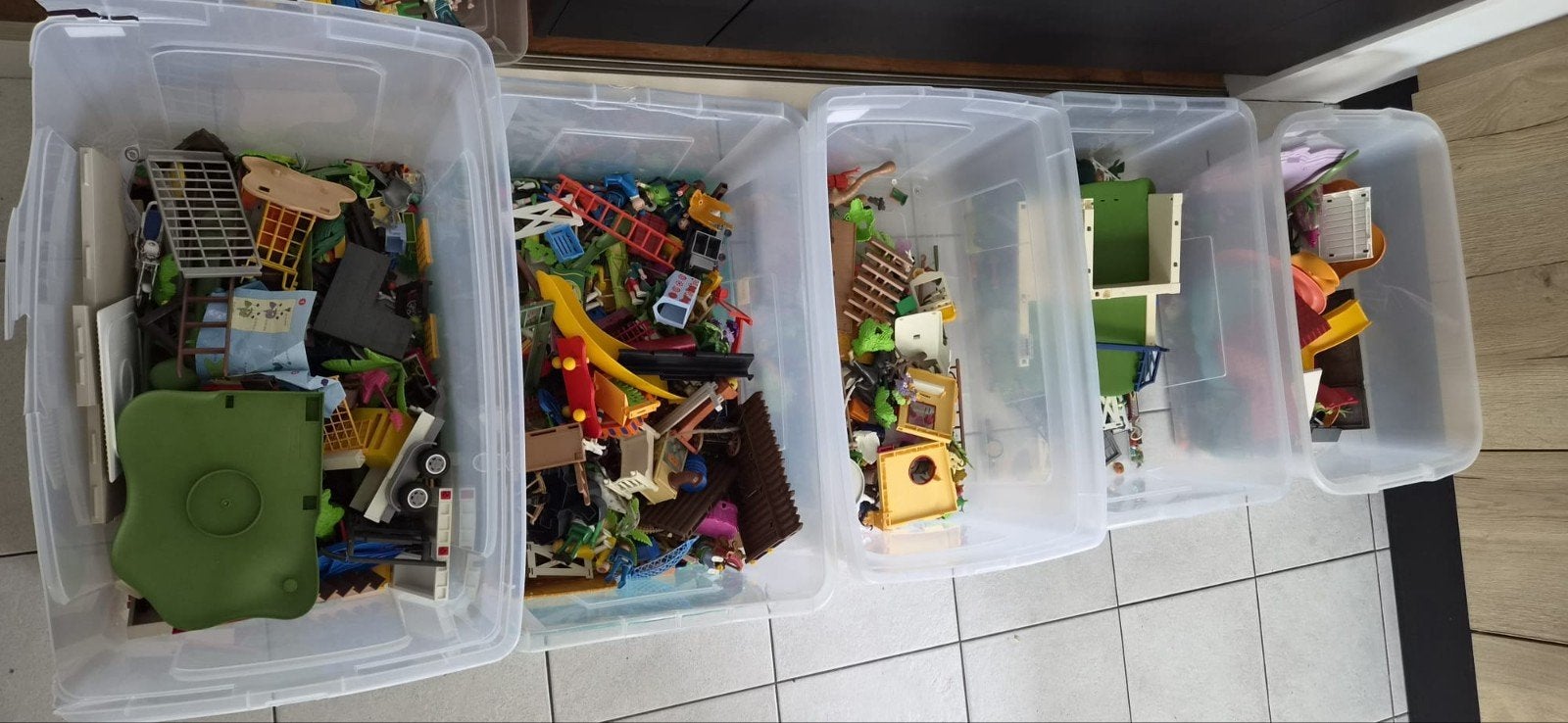 5 bakken met playmobil, Kinderen en Baby's, Ophalen, Gebruikt