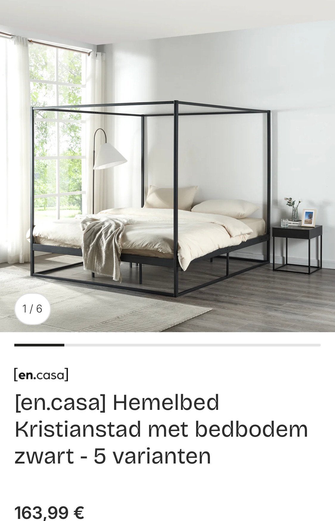 Hemelbed 180 x 200 nieuw, Ophalen, Zwart, 180 cm, 200 cm