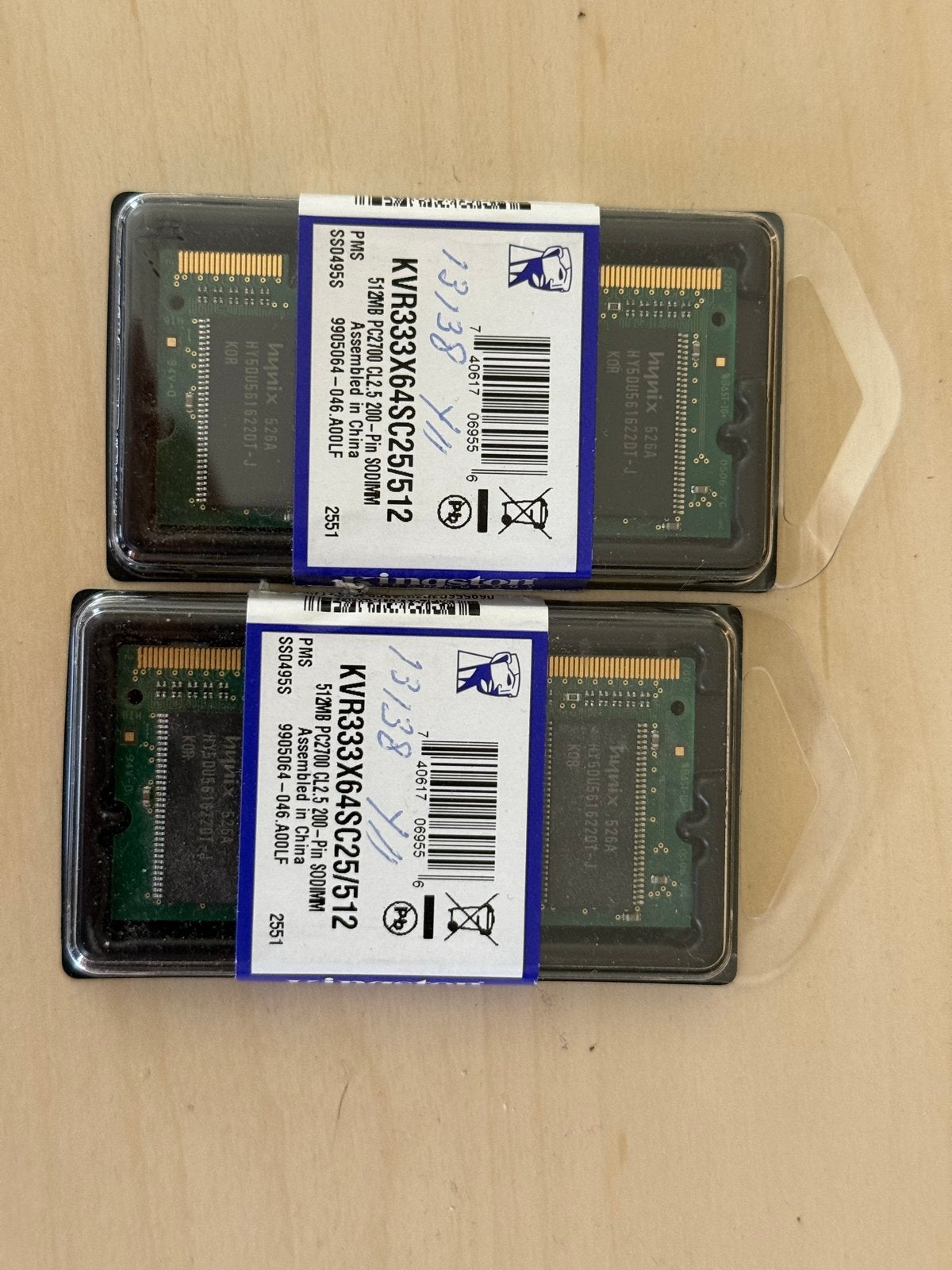 Kingston KVR333X64SC25/512 laptop geheugen (2x 512MB), Computers en Software, Gebruikt, Ophalen of Verzenden, DDR, 2 GB