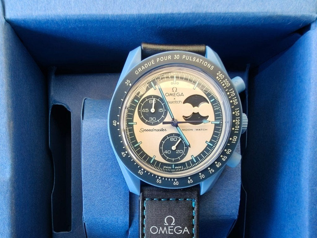 Swatch Omega Mission to the Super Blue Moonphase, Kunststof, Polshorloge, Nieuw, Kunststof
