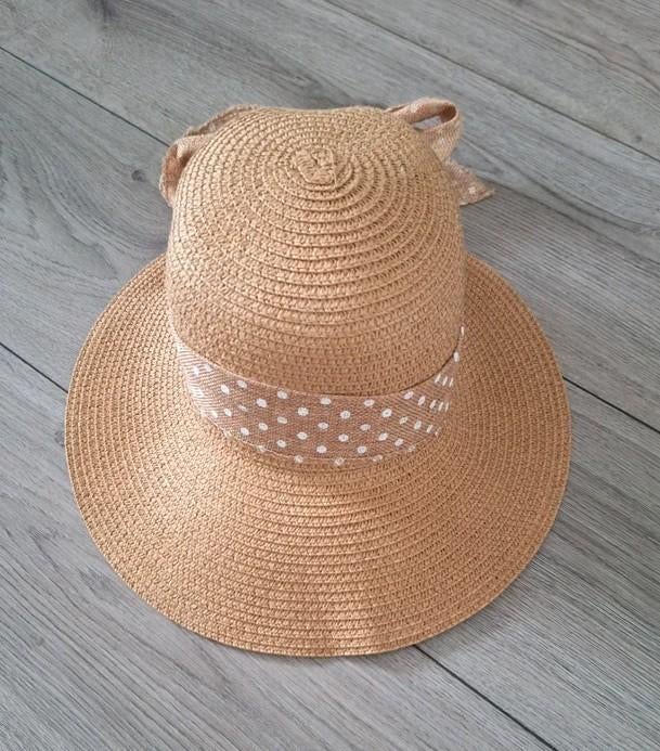 dames zomerhoed stro look verstelbaar strand hoed beige, Ophalen of Verzenden, Zo goed als nieuw, One size fits all, Hoed