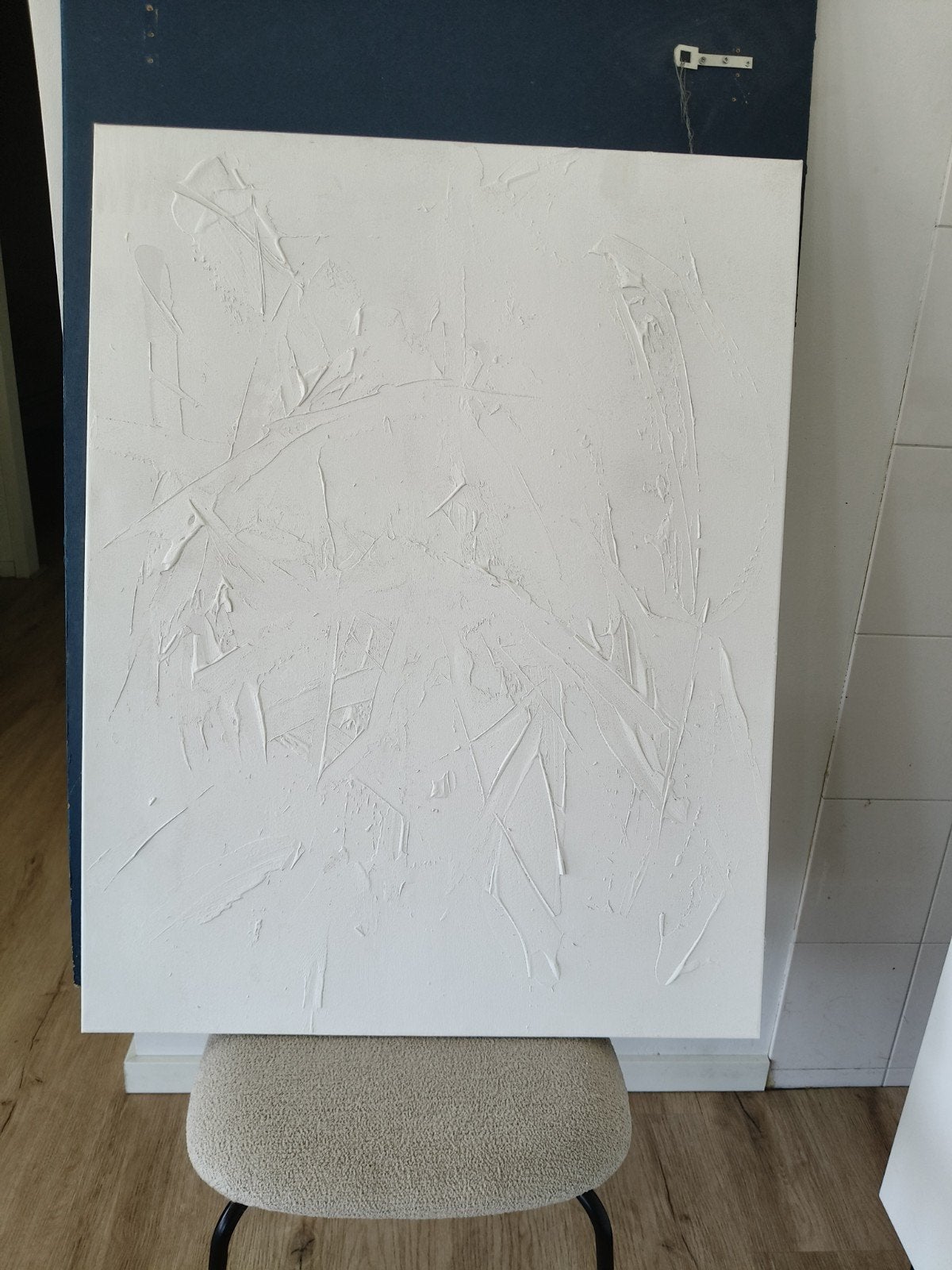 Abstract wit schilderij met textuur, Ophalen