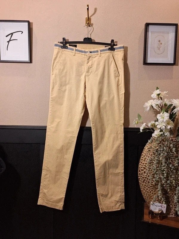 Mason’s | Chino | Maat 52 (L) | Zandbeige/Geel, Maat 52/54 (L), Fashiontiek, Geel, Mason's
