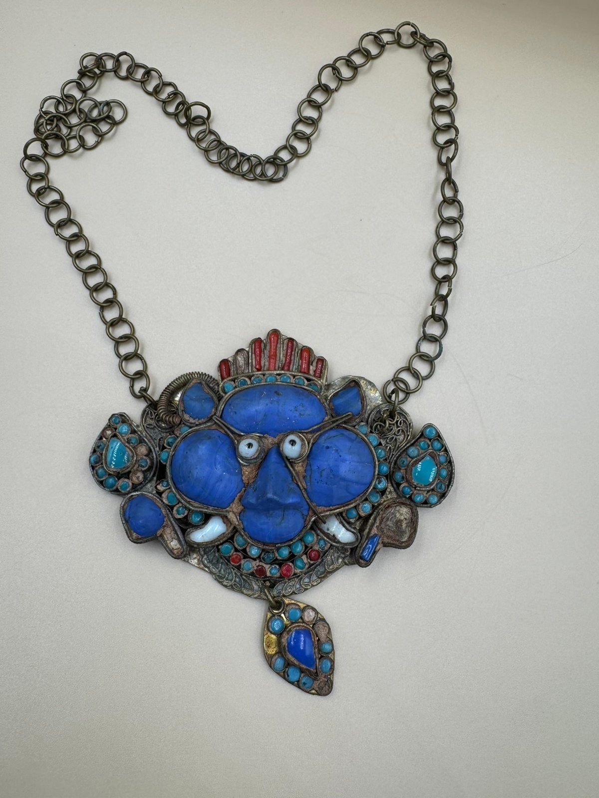 Antieke tibitaanse hanger koraal, Sieraden, Tassen en Uiterlijk, Kettingen, Gebruikt, Verzenden, Steen of Mineraal, Met edelsteen