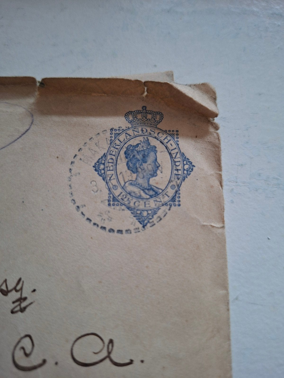postzegel Ned Indie 12.5 cent 1919 op enveloppe, Postzegels en Munten, Postzegels | Nederlands-Indië en Nieuw-Guinea, Ophalen of Verzenden