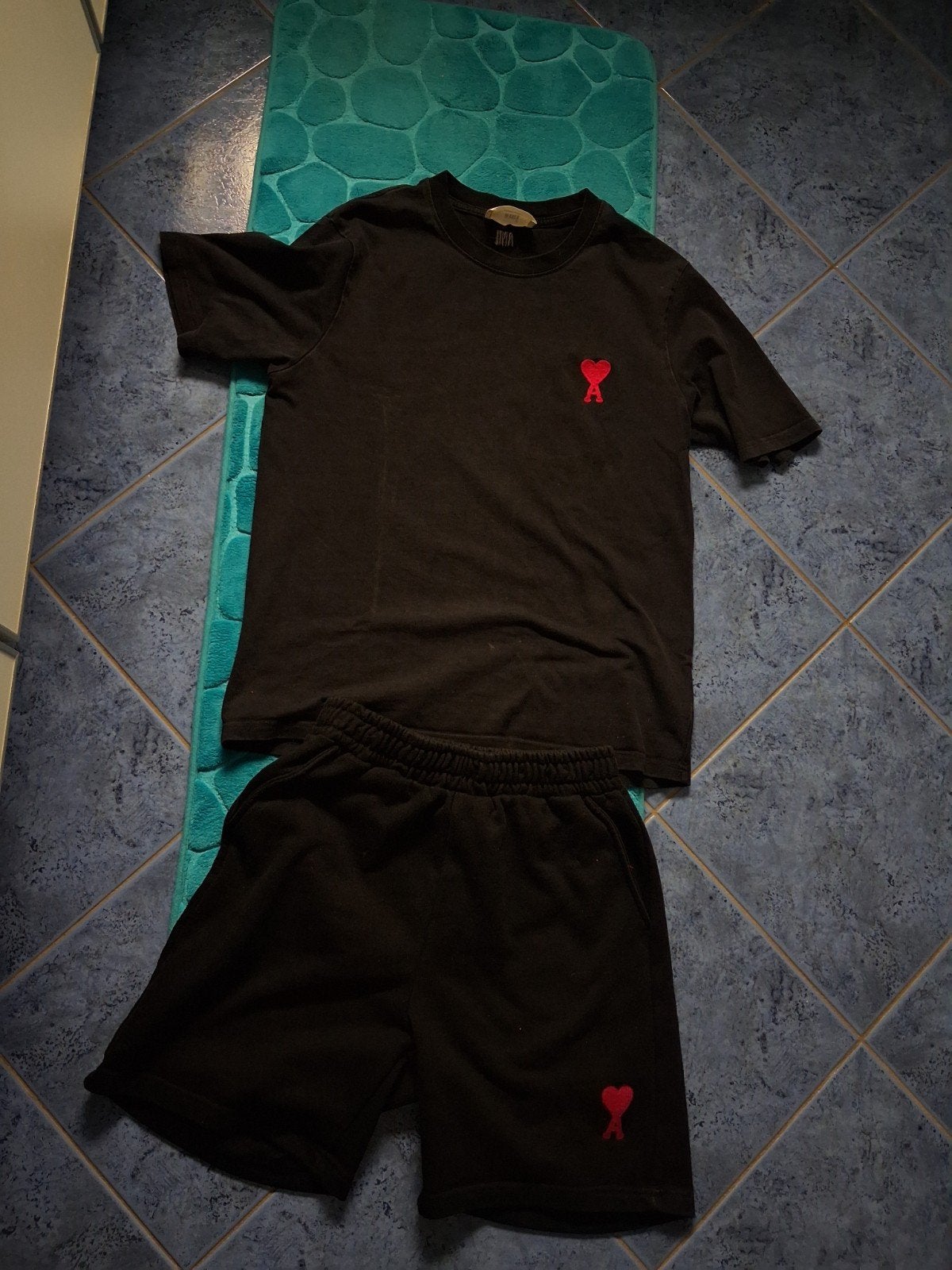 Ami Paris T-shirt en korte broek set maat S, Ami Paris, Zwart, Overige maten, Ophalen of Verzenden
