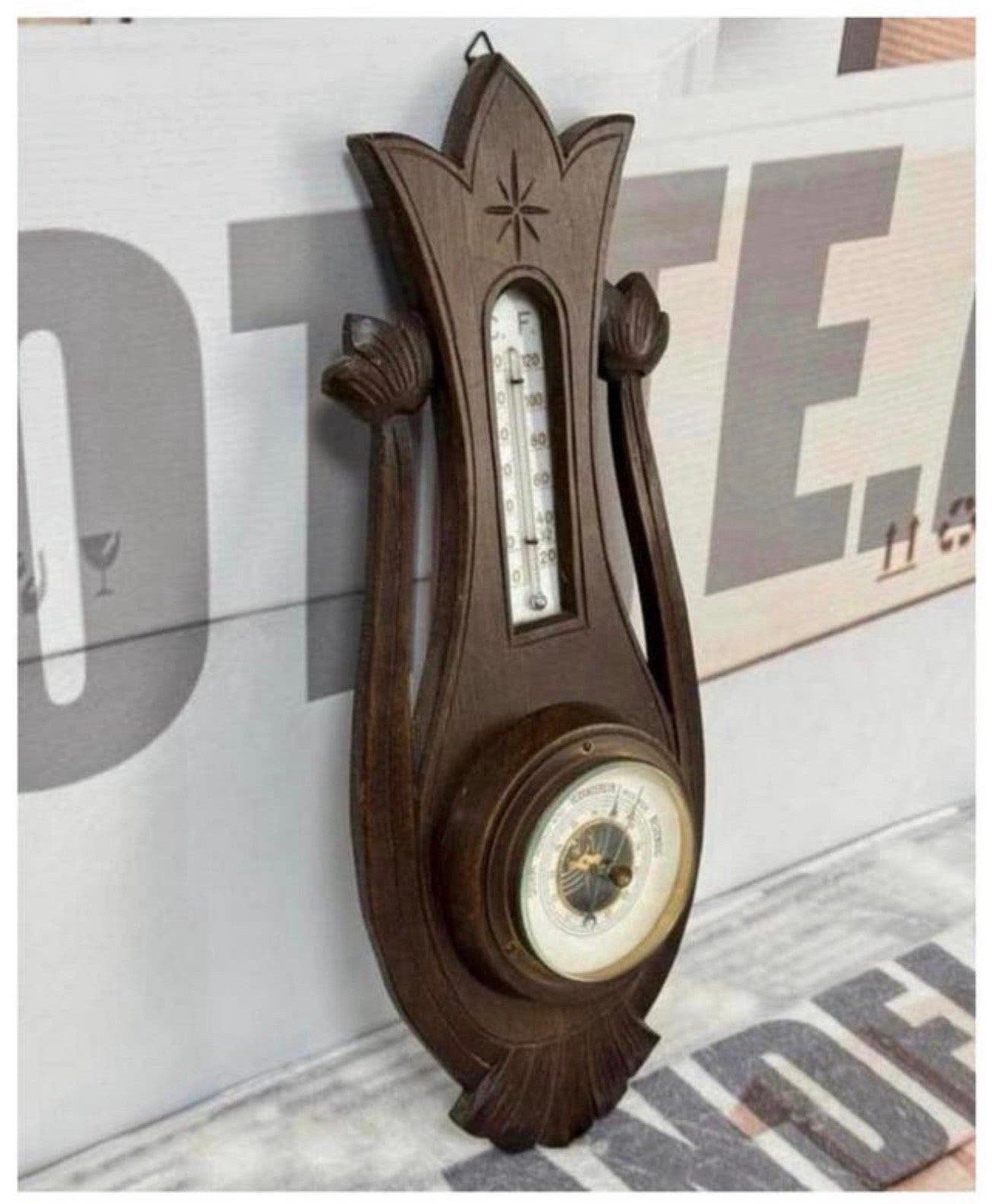 Antiek 1900-10 Veranderlyk Barometer Weerstation donkerhout, P, P, P, Ophalen of Verzenden