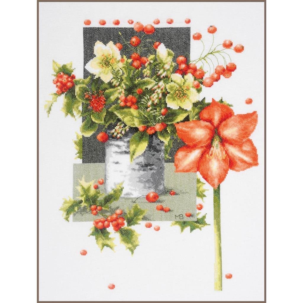 borduurpakket marjolein bastin, holly jolly amaryllis, Hobby en Vrije tijd, Borduren en Borduurmachines, Verzenden, Nieuw, Handborduren