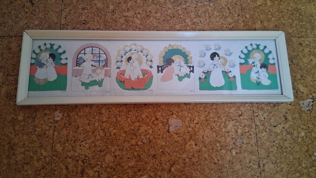 2 vintage schilderijtjes - Jaren '60., Ophalen of Verzenden, Gebruikt, Minder dan 50 cm, Print