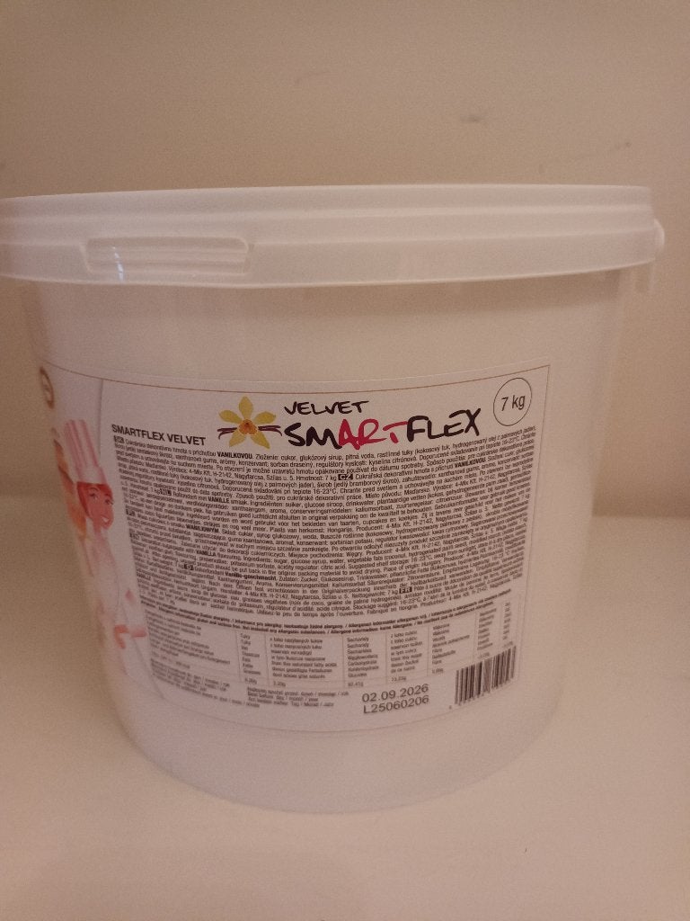 Dichte emmer SmartFlex Fondant Wit Velvet Vanille Smaak 7kg, Ophalen of Verzenden, Nieuw, Taarten of Cupcakes, Versiering