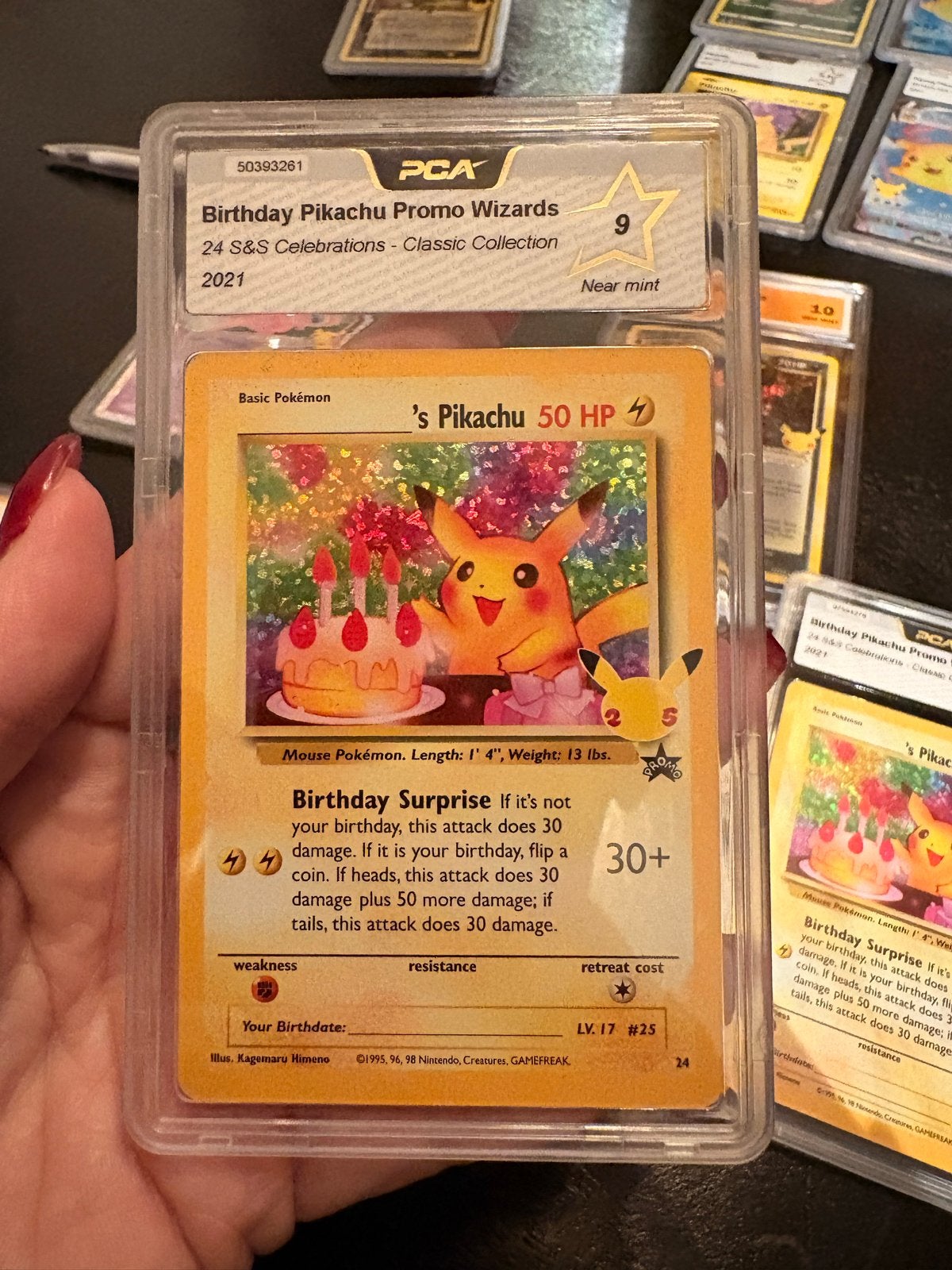 PCA 9 Birthday Pikachu Promo Wizards 2021 Pokémon Kaart, Ophalen of Verzenden, Zo goed als nieuw, Losse kaart