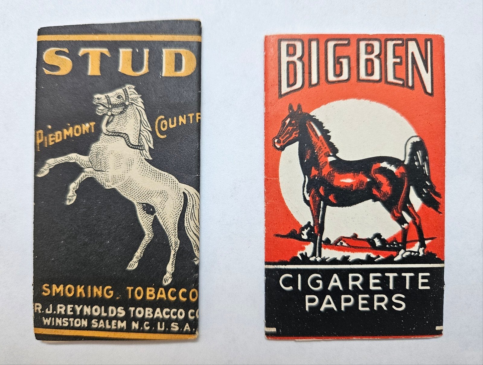 2 Oude Amerikaanse vloeitjes sigarettenpapier paarden USA, Verzamelen, Verzenden, Gebruikt