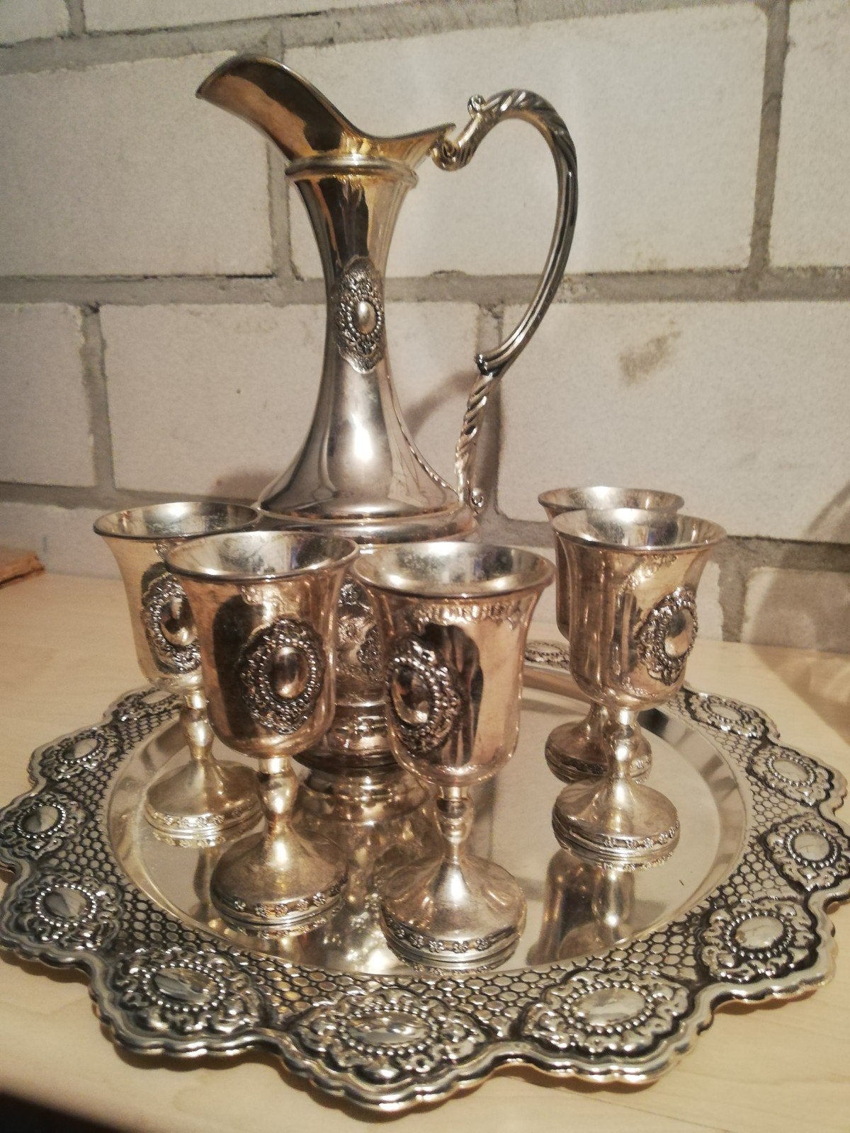 Antiek brandy cognac vodka set, Ophalen of Verzenden, Zilver