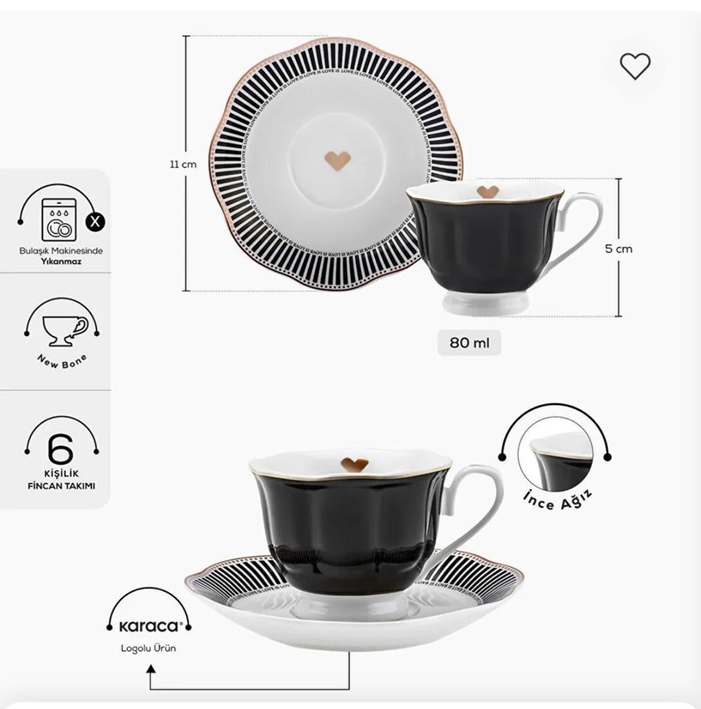 Set van karaca 5 espressokopjes, Keramiek, Ophalen of Verzenden, Zo goed als nieuw, Overige stijlen