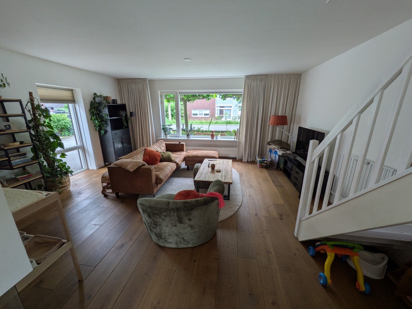 Massief Europees eikenhouten vloer +/- 50m2, Huis en Inrichting, Stoffering | Vloerbedekking, Gebruikt, Bruin, Eikenhout, 25 tot 50 m²
