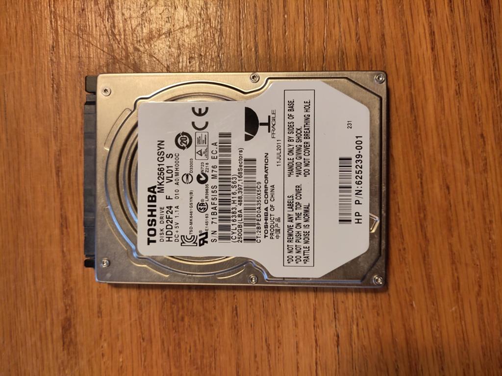 250 GB interne Toshiba hdd 7200 toeren, Computers en Software, Harde schijven, Intern, Toshiba, Ophalen of Verzenden, Zo goed als nieuw