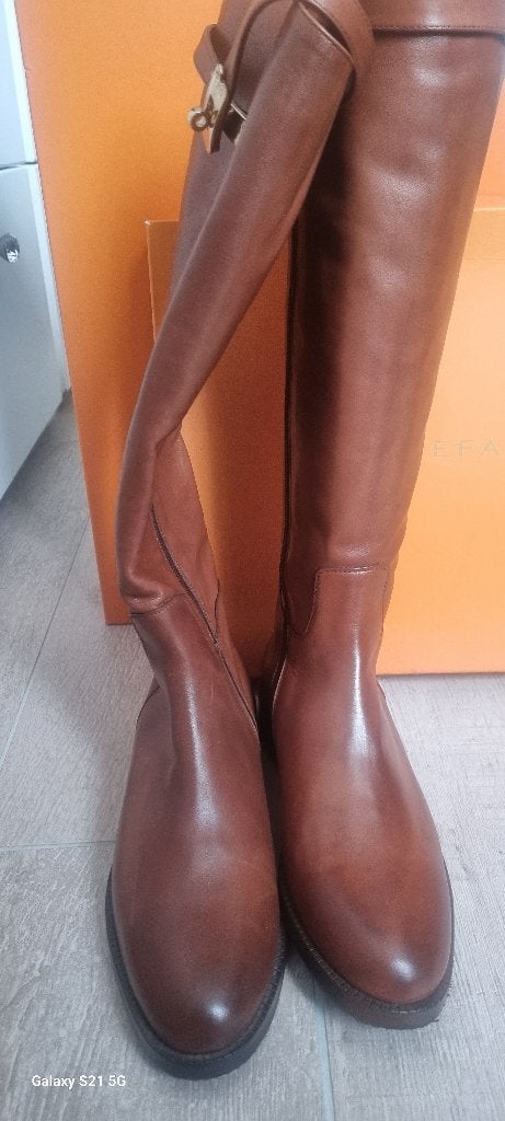 Nieuwe Stefano Lauran leren dameslaarzen - caramel - mt 40, Ophalen, Hoge laarzen, Bruin, Nieuw