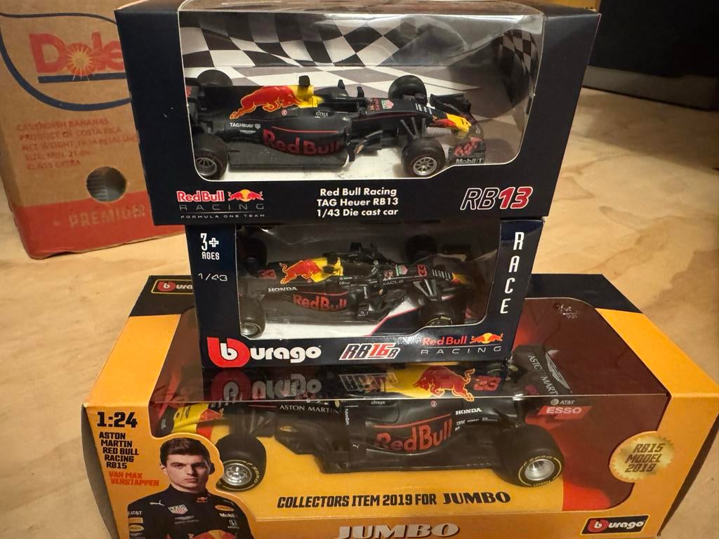 Max Verstappen RedBull Racing (RB13, RB16B, RB15) modelautos, Hobby en Vrije tijd, Modelauto's | 1:43, Ophalen of Verzenden, Nieuw