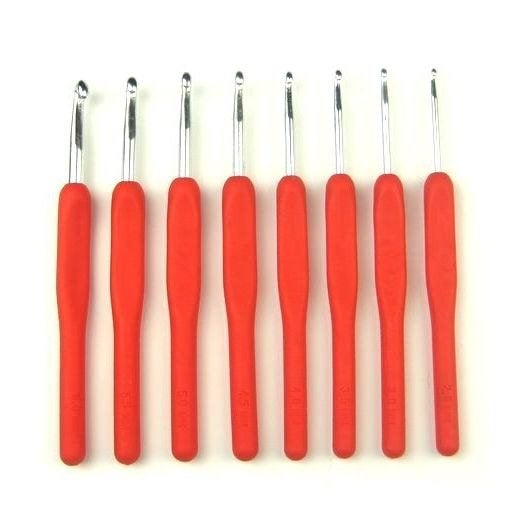 8 Rode Ergonomische Haaknaalden / Naalden Haken Haaknaald, Verzenden, Nieuw, Haken, Naald