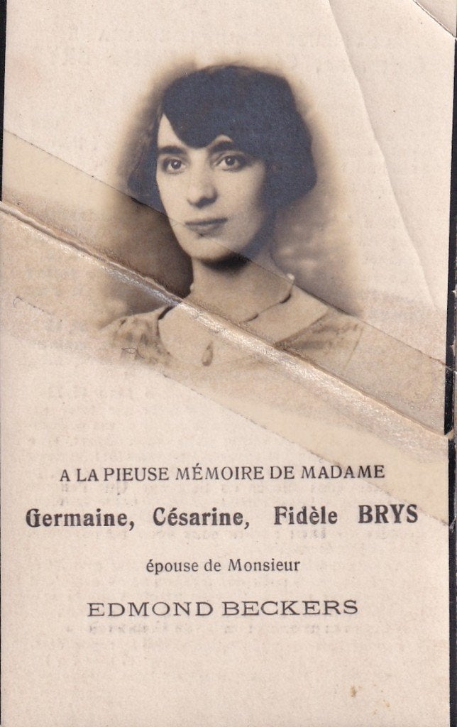 Brys Germaine 1894  1931  Franstalig, Ophalen of Verzenden, Bidprentje