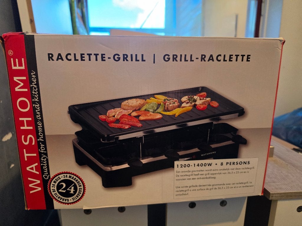 WATSHOME Elektrische Gourmetset Raclette-Grill - 8 Personen, Ophalen of Verzenden, Nieuw, 8 personen of meer