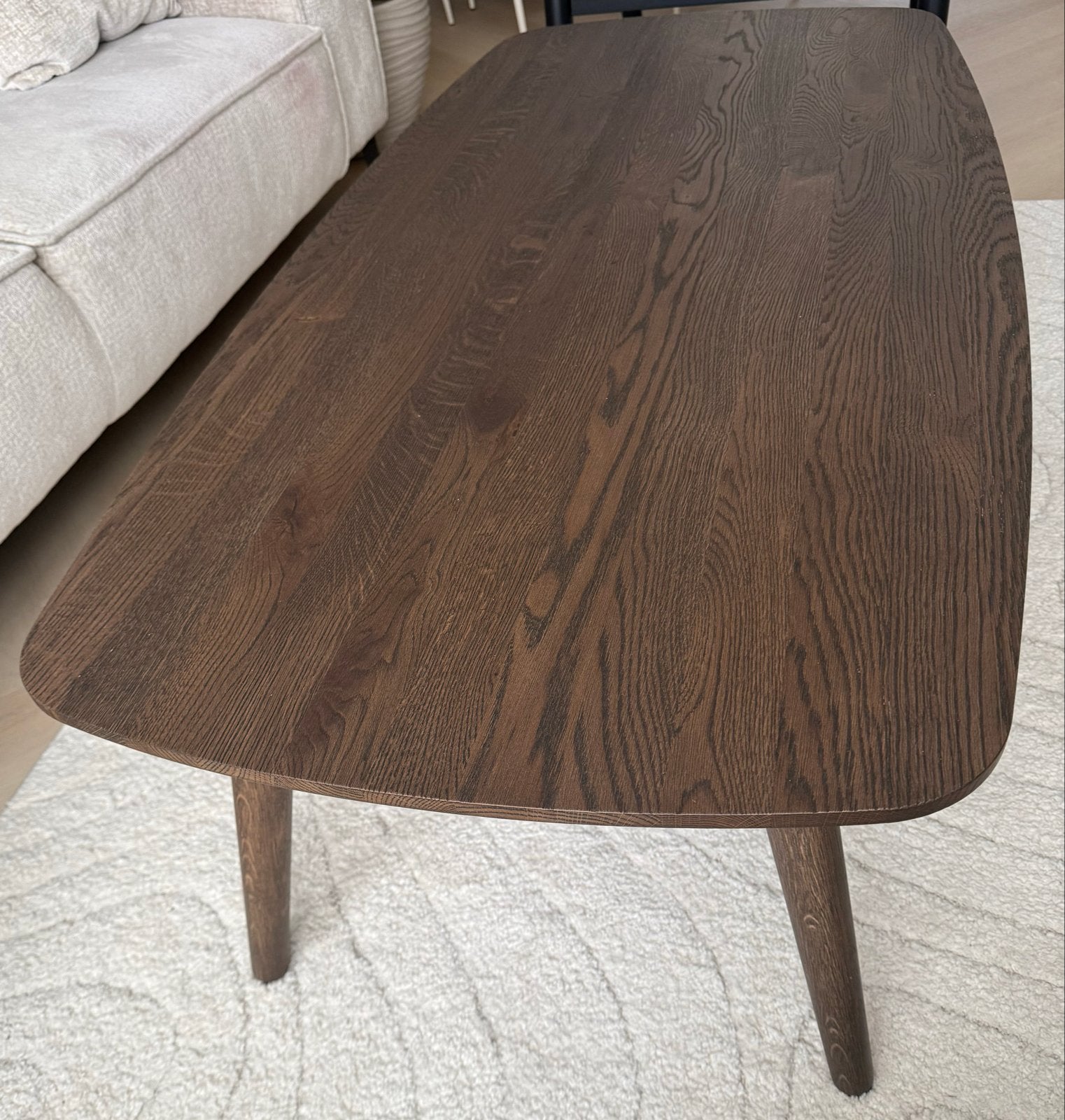 Houten ovale salontafel, Huis en Inrichting, Tafels | Salontafels, 100 tot 150 cm, Zo goed als nieuw, Ovaal, Overige houtsoorten