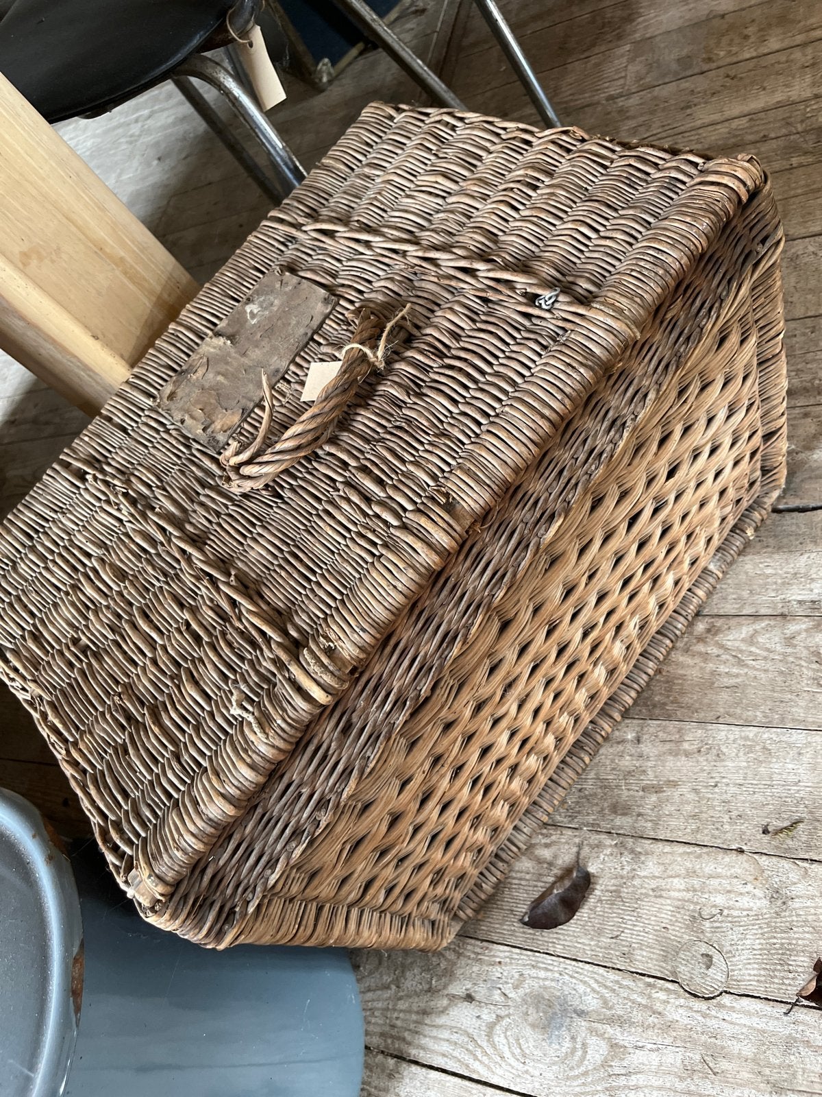 Vintage rieten picknickmand / opbergkist, Ophalen of Verzenden