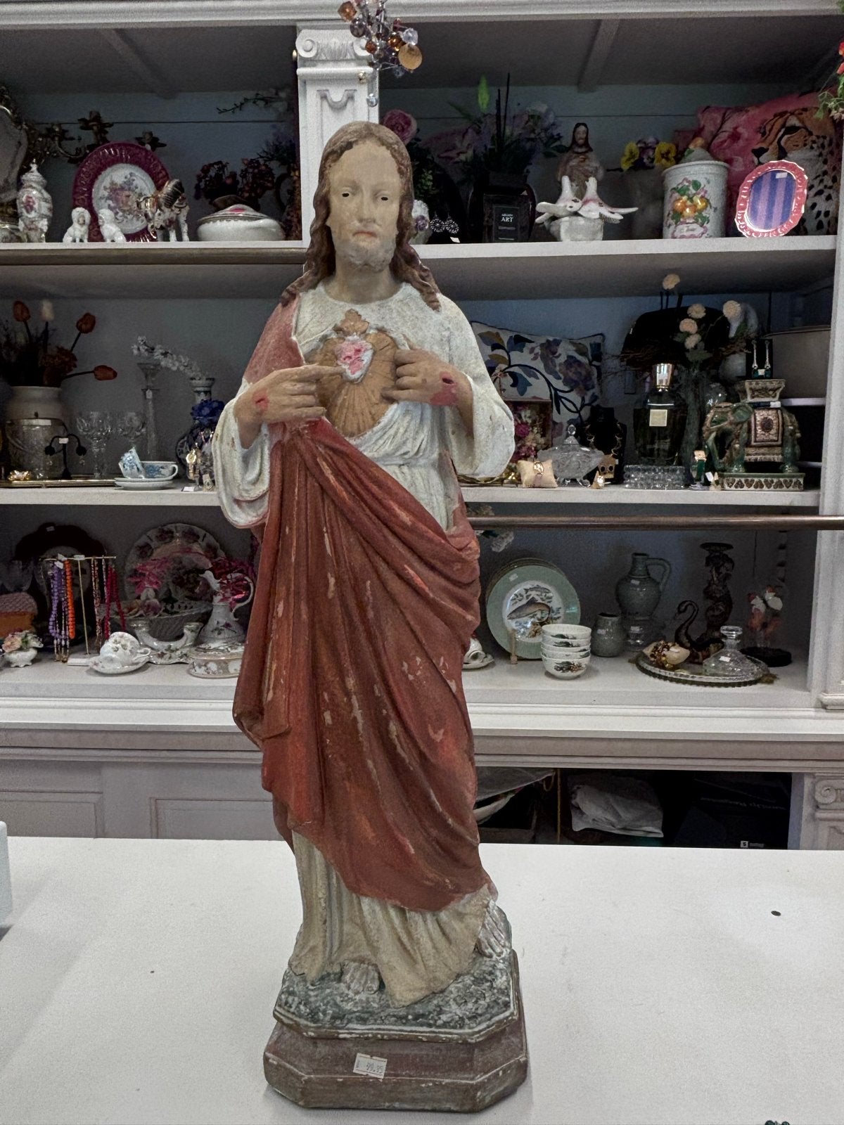 Groot Heilig Hart Jezus beeld - Vintage religieuze kunst, Ophalen of Verzenden