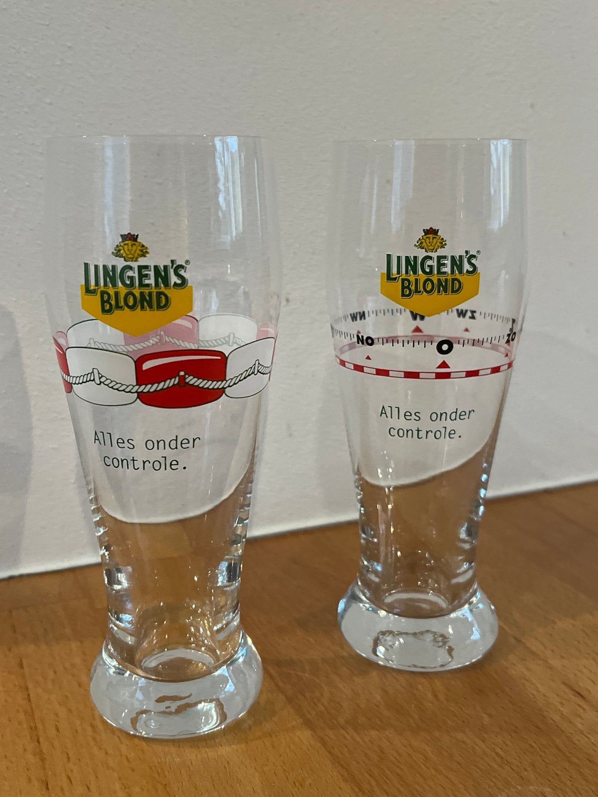 Nieuwe Lingen's Blond bierglazen - Alles onder controle, Verzamelen, Ophalen of Verzenden, Nieuw