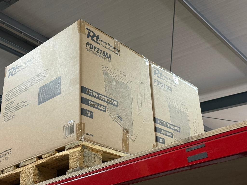 2 stuks Power Dynamics 18 inch subwoofer PDY218SA, Subwoofer, Nieuw, 120 watt of meer, Ophalen