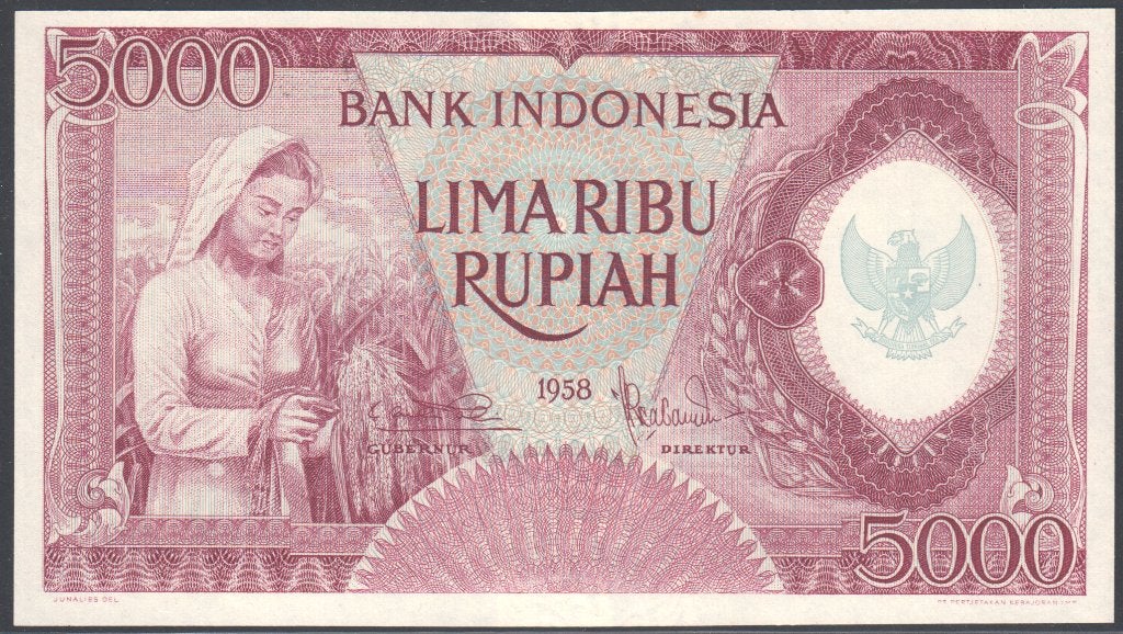 Indonesia 5000 Rupiah 1958 BAN, Verzenden, Zuidoost-Azië, Los biljet