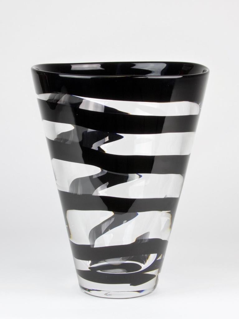 Frans Molenaar, Leerdam Unica, glas met zwarte lijn, 1994, Antiek en Kunst, Ophalen of Verzenden