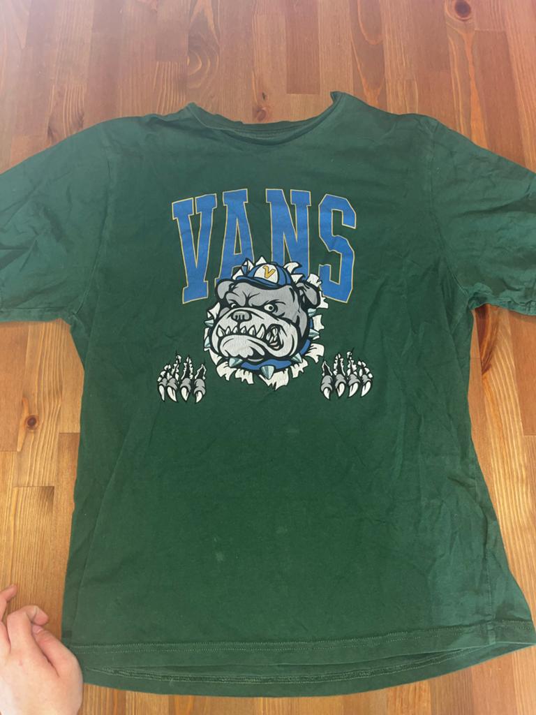 Vans donkergroen T-shirt met bulldog print, maat XL, Ophalen of Verzenden, Gedragen, Maat 56/58 (XL), Groen