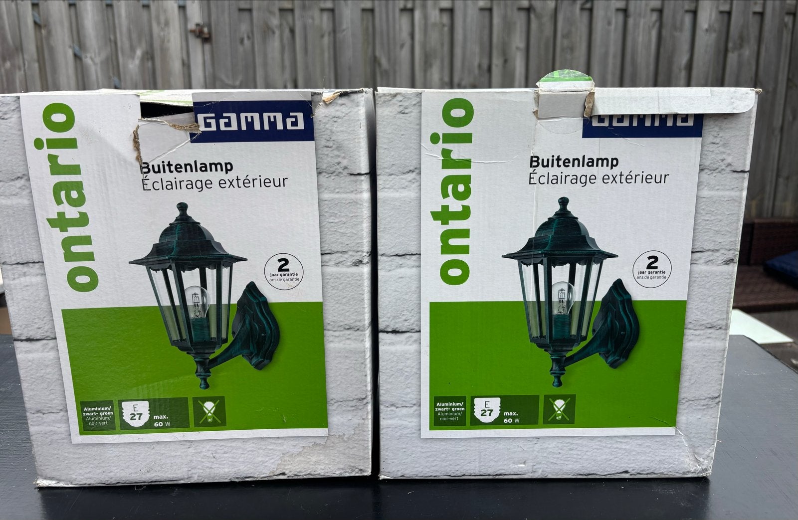 Twee nieuwe Ontario buitenlampen van Gamma, Ophalen, Minder dan 50 watt, Wandlamp, Netvoeding