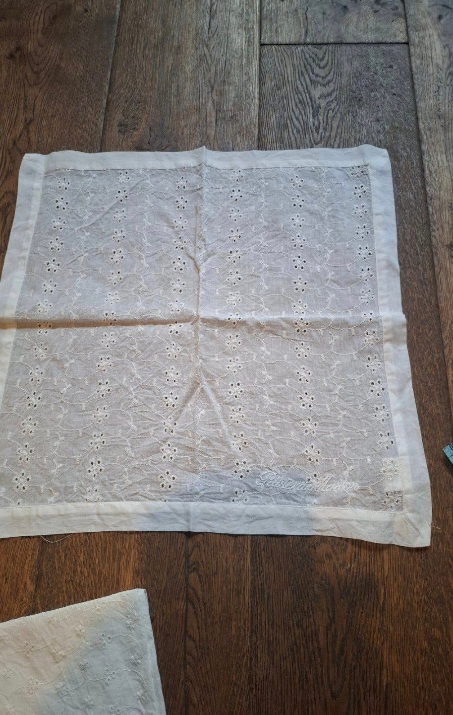 4 stoffen broderie servetten riviera maison, Katoen, Wit, Nieuw, Ophalen of Verzenden