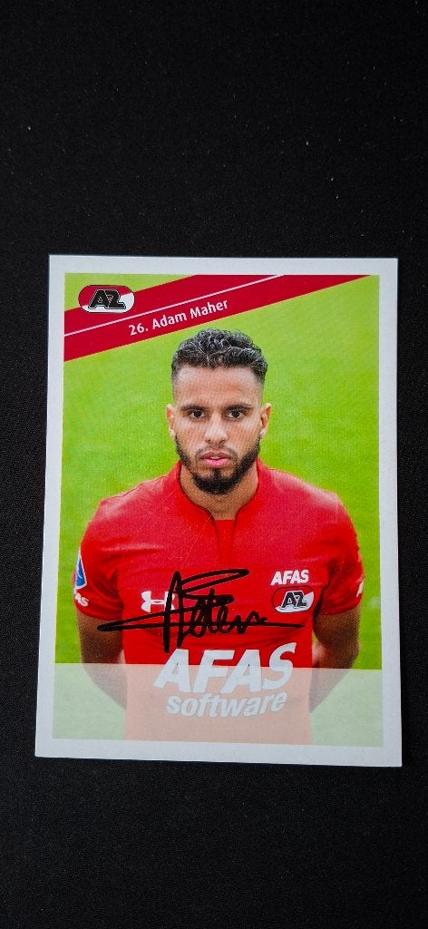Spelerskaart met handtekening; Adam Maher # AZ PSV, Ophalen of Verzenden, Nieuw, AZ, Spelerskaart