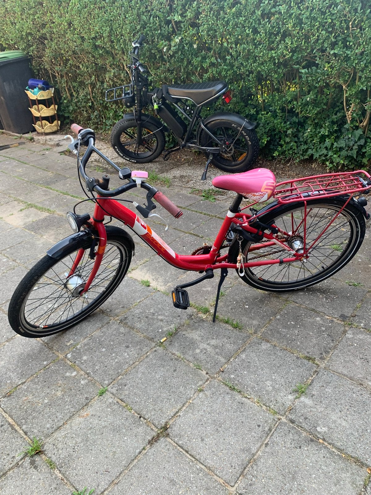 Rode kinder fiets, Fietsen en Brommers, Ophalen, 24 inch, Velgrem, Handrem