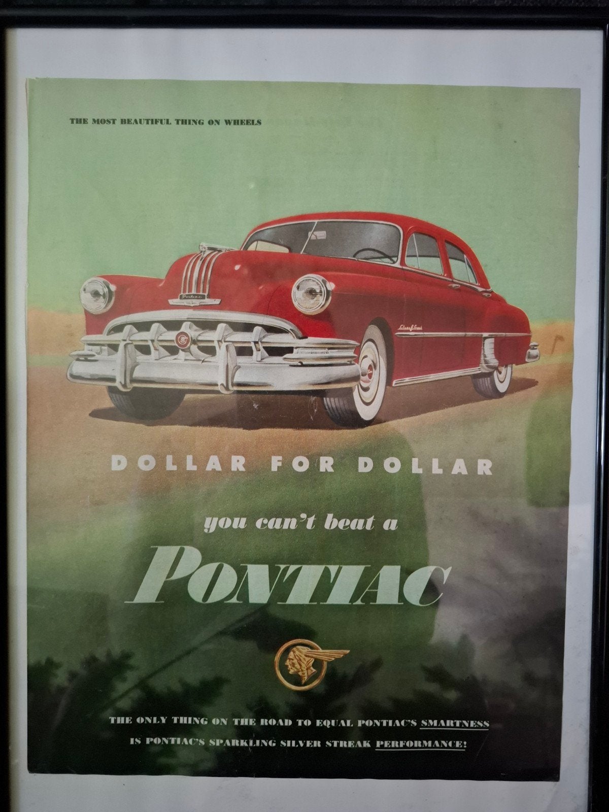 Vintage Pontiac Reclame Poster -, Ophalen of Verzenden, Gebruikt, Auto's