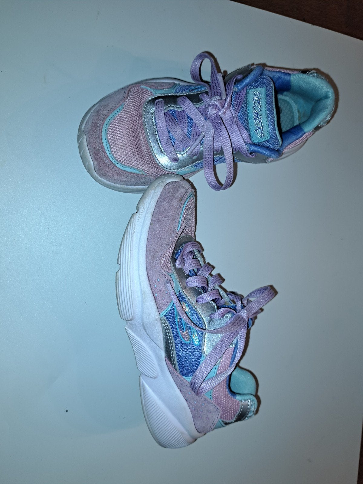 Skechers meisjes schoenen maat 32 roze blauw glitter, Gebruikt, Meisje, Schoenen, Skechers