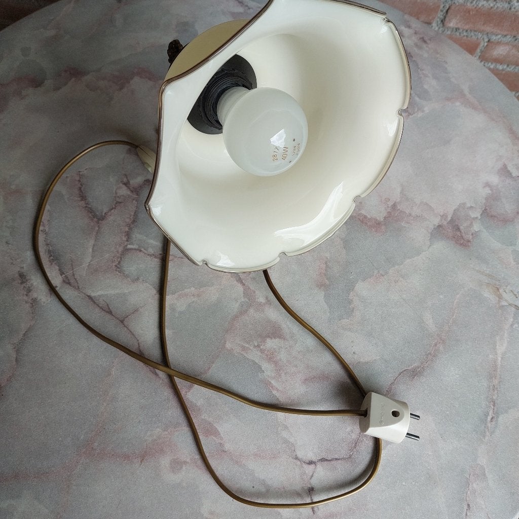 Wandlamp, schemerlamp met glazen kap en messing wandsteun, Ophalen of Verzenden, Nieuw, Glas, Met schakelaar
