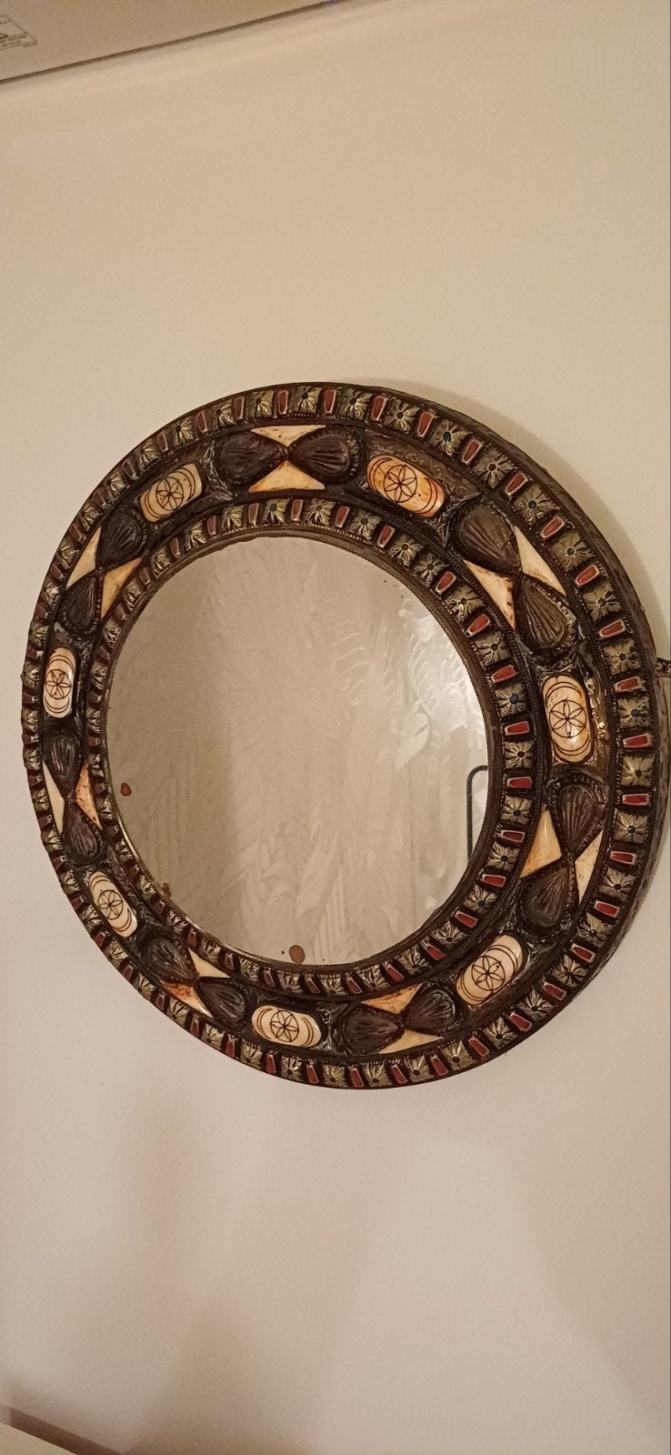 Ronde spiegel Oosterse look diameter 40 cm, Ophalen, Minder dan 50 cm, Rond, Zo goed als nieuw