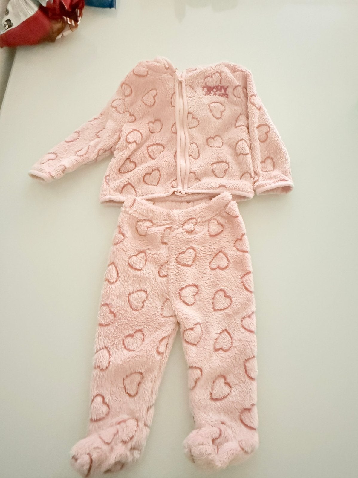 Roze fleece pakje met hartjesprint maat 68 dkny, Ophalen of Verzenden, Gebruikt, Meisje