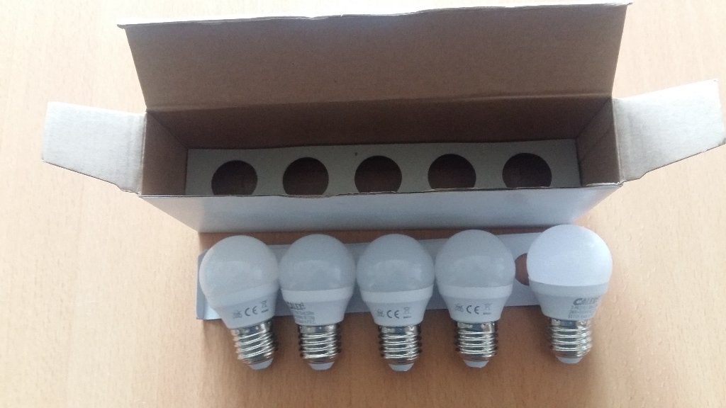 Doos met 5 Calex led ball lamp 250 lm, 3,4W, 2700K, Ophalen, Nieuw, E27 (groot), Led-lamp